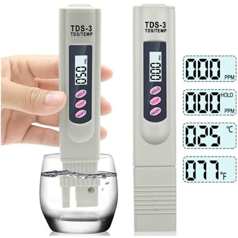 Tds-3 Digitaler Wassertester – Ppm-messung 0-9990 – Lcd-anzeige – Temperatur 0-50°c – Für Aquarien Und Hydrokultur
