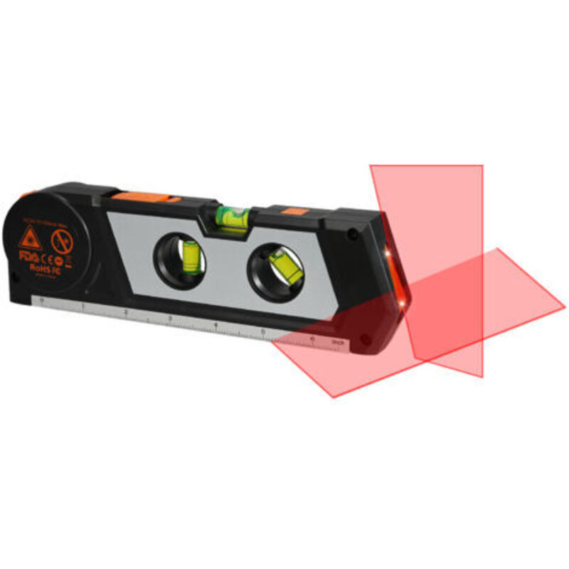 4-in-1-nivelliergerät, Kreuzlinienlaser, 10 Fuß/3 M Messband, 3 Modi Laserlinie, 3 Libellen Und Linealbasis, Schwarz