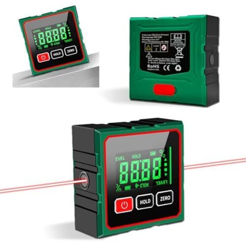 Elektronische Wasserwaage, Digitaler Neigungsmesser Mit Laserfunktion, Wasserdichte Digitale Lcd-winkelanzeige, 4-seitig Magnetisch, Blasenniveau Für Schreinerarbeiten, Holzbearbeitung Und Bauwesen