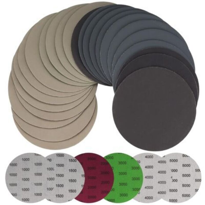 30 Stück 125mm Schleifpapier Trocken/nass, Runde Schleifscheiben, Polierpads Für Exzenterschleifer, Schleifblätter Für Metall Und Holz - Körnung 1000/1500/2000/3000/4000/5000