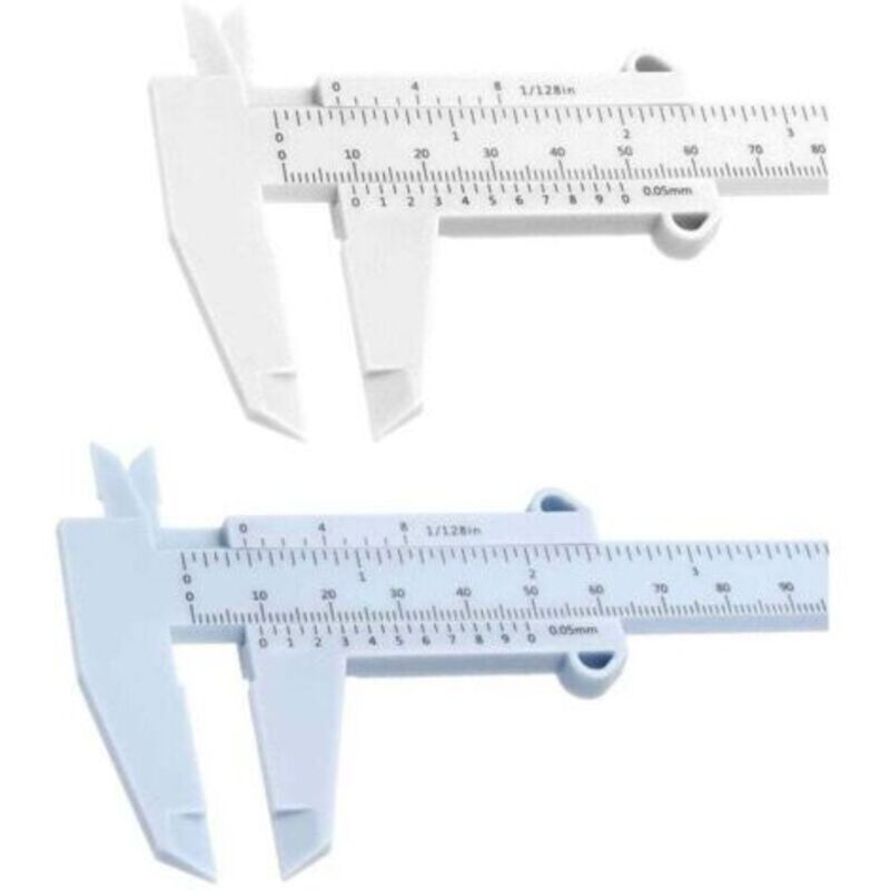 Schieblehre Aus Kunststoff, Ulisem 6 Zoll 150 Mm, Doppelte Skala, Messwerkzeug Für Holzarbeiten, Studenten, Schmuckmessung Usw. (weiß Und Blau)