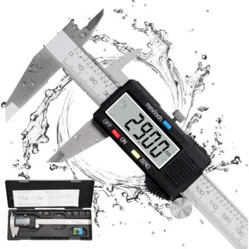 Schieblehre, Digitaler Schieblehre 150mm Edelstahl Großes Lcd-display Präzision Einstellbar 0.01mm, Mm/zoll Umrechnung, Spritzwassergeschützt, Für Industrie Und Haushalt