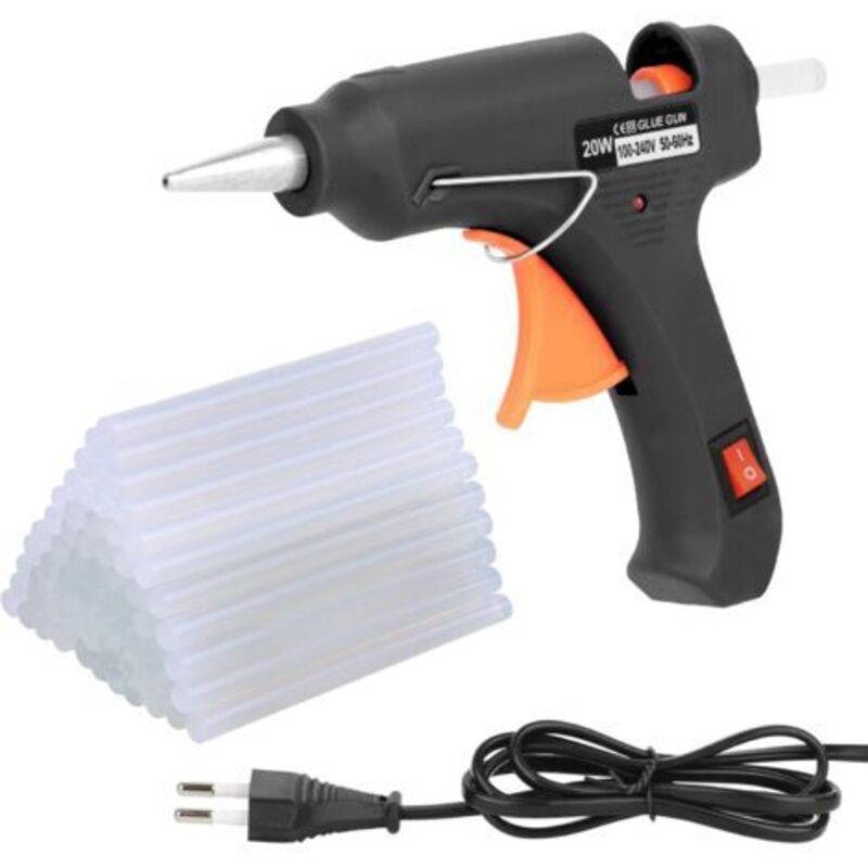 Heißklebepistole Mit 20 Mini-heißklebesticks, Für Bastelarbeiten Zu Hause Und Im Büro, Für Schnelle Reparaturen, 20 W (schwarz)