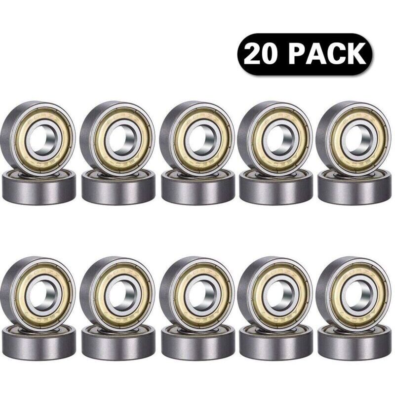 Set Aus 20 Kugellagern 608 Zz – Kohlenstoffstahl – Doppelseitige Metallabdeckung – Abmessungen 8 X 22 X 7 Mm – Grenzgeschwindigkeit 34.000 U/min - 608zz