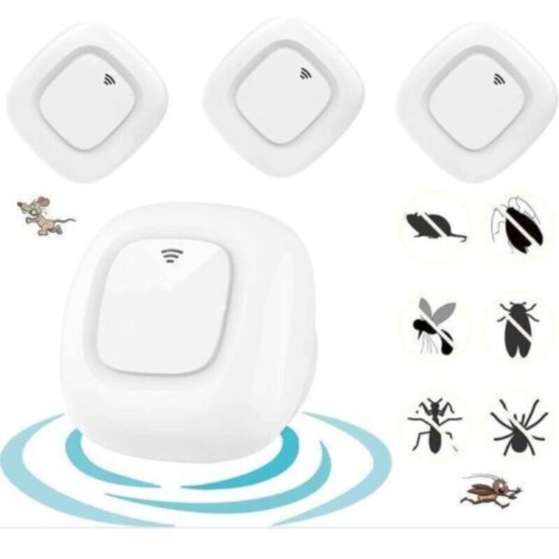 Ultraschall-mückenschutz, Elektronischer Insektenschutz Für Den Innenbereich, Vertreibt Mücken, Ratten, Spinnen, Kakerlaken, Fliegen Und Andere Schädlinge, 4er-pack