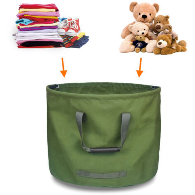 Faltbarer Gartenabfallsack, 63 Gallonen – Wasserfestes Gewebe – 46 X 55 Cm – Mit Haltering – Tragegriffe Für Einfachen Transport