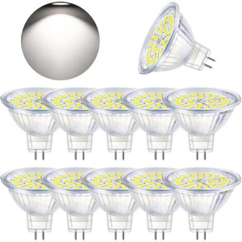 Led-gu5.3-lampe, Kaltweiß 6000k, Mr16 Led 12v 5w Entspricht 50w Halogen, Nicht Dimmbare Led-spotlampen, 10er-pack