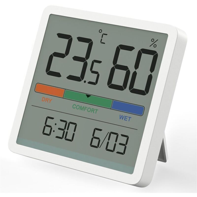 Digitales Thermometer Und Hygrometer, Digitales Tischthermometer Mit Temperatur- Und Feuchtigkeitsmonitor, Präzises Raumthermometer Mit Feuchtigkeitsmesser Und Uhr, Für Büro, Haus, Schlafzimmer