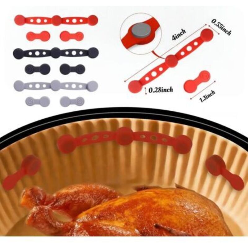 Magnete Für Die Heißluftfritteuse Zur Befestigung Von Backpapier, 2er-pack Silikonschlaufen Als Zubehör, Sicherheitsverschluss, Einwegauskleidungen Zum Verhindern Des Verbrennens Des Papiers