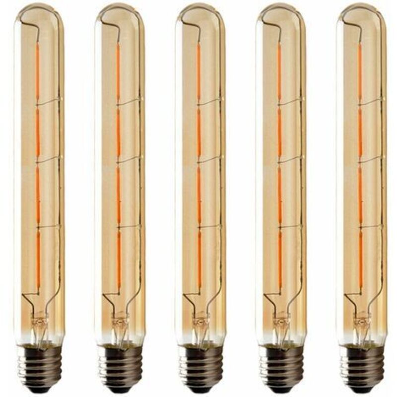 5er-pack T225 Röhrenlampen, Led-edison-glühfaden, 6w E27 Sockel Warmweiß, Bernsteinfarbenes Glas Für Dekorative Glühbirnen, Ac 220-240v