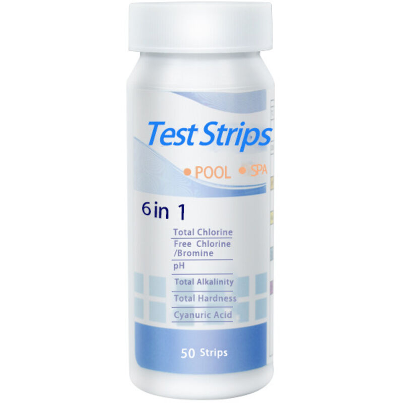 6-in-1 Pool-teststreifen Für Brom Und Spa, Ph-wasserqualität-teststreifen Für Chlor, Brom, Alkalinität, Säure, Cyanursäure Und Wasserhärte, Allgemeiner Flüssigkeitstester (100 Stück)