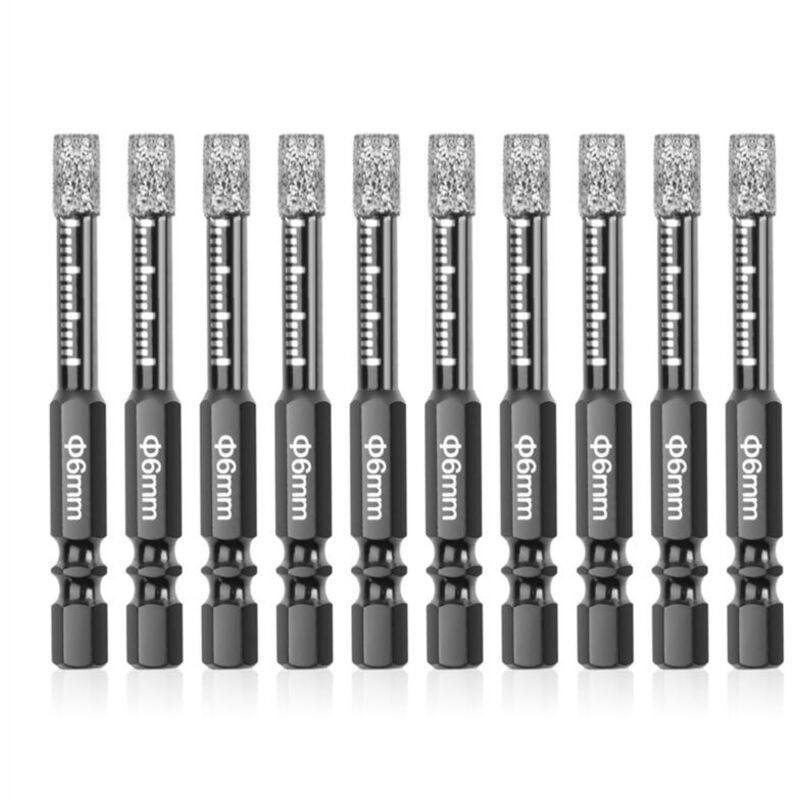 10 Stück Diamantbestückte Bohrer 6 Mm Für Keramik, Fliesen, Glas, Marmor, Ziegel, Stein