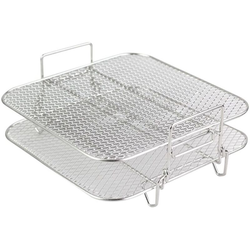 Stapelbares 2-etagen-gitter Aus Edelstahl Für Heißluftfritteusen (4,2 Bis 5,8 Qt), Dampfgarer Und Küchengeräte