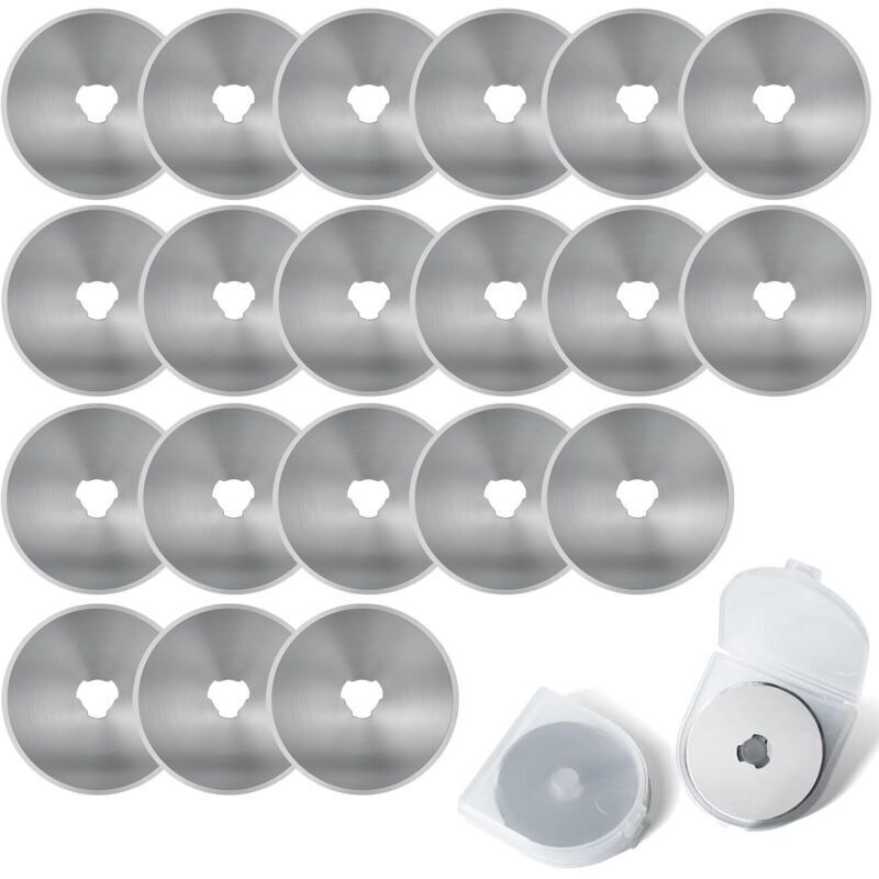 20 Stück 45 Mm Rotationsklingen Ersatzklingen Für Rollschneider Mit Aufbewahrungsbox Für Quilten, Papier, Stoff, Scrapbooking, Schneiderei Und Stoffschneiden