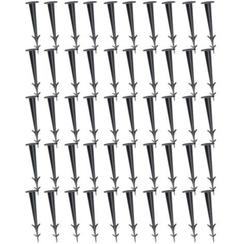 Satz Von 50 Erdnägeln Mit Widerhaken, Extra Widerstandsfähige Schwarze Kunststoff-erdanker Zur Befestigung Von Unkrautvliesen Im Landschaftsbau - 12 Cm