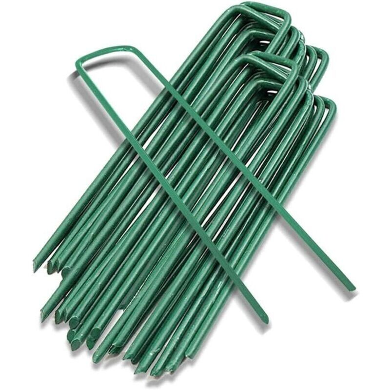 Gartenpfähle, Befestigungspfähle Für Zelte, Bodennägel, Gartenklammern Zur Fixierung Von Abdeckfolien, Mulchfolien, Zäunen, Barrieren Gegen Netze, Camping, Kunstrasen, 20 Stück, Grün, 15x3