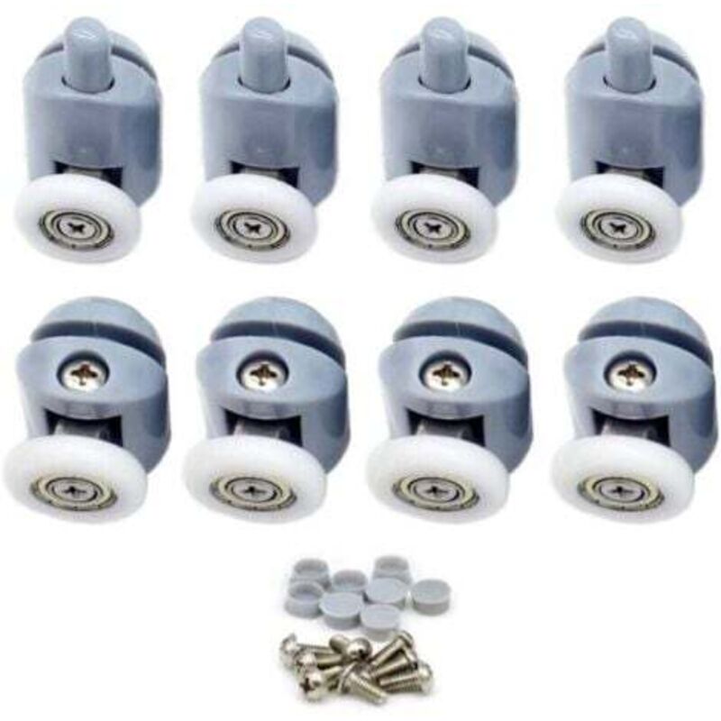 Schiebetür-rollensystem Für Dusche, 23 Mm – Edelstahl Und Pa-kunststoff – 8 Rollen Für Glastüren 4-6 Mm – Einfache Installation