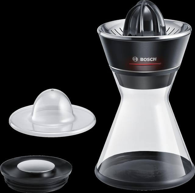BOSCH Zitruspresse VitaStyle MCP72GPB, 1,0l Glas-Karaffe, spülmaschinengeeignete Teile, 40 W, Universal-Presskegel für kleine und große Früchte, schwarz