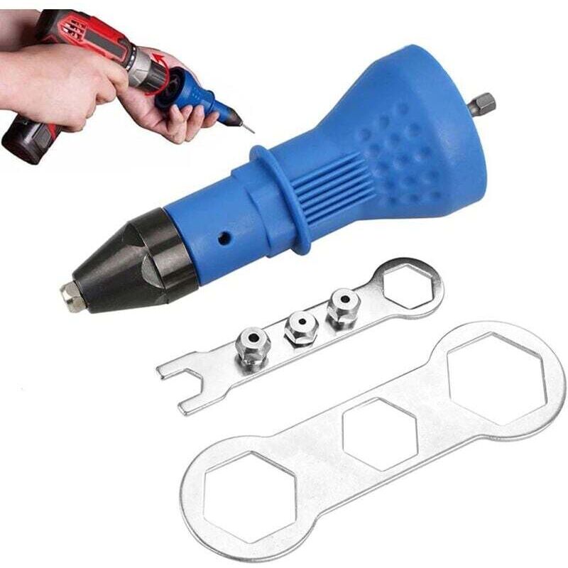 Akkubohrer-nietpistole, Elektrische Nietmaschine, Blindnietmutter-pistole, Elektrische Nietpistole, Blindnietmutter-adapter, Einpressmuttern-set Für Elektrobohrer [blau]