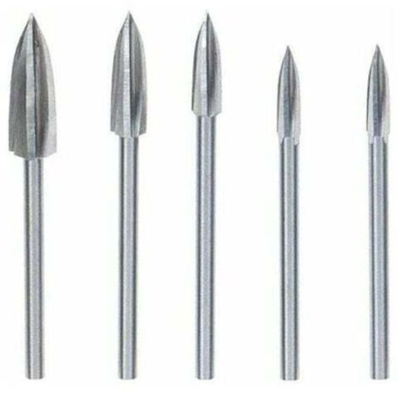 5-teiliges Fräser-set Für Holzschnitzerei Und Gravur, Massive Hartmetall-fräser Aus Stahl, Schleiffräser Und Schnitzmesser Für Diy-holzarbeiten, Schnitzen, Gravieren Und Bohren, Silber