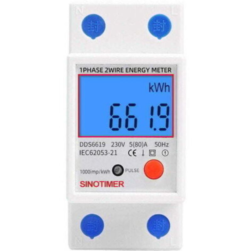 Einphasiger Unterzähler, Maximal 80 A, Modular, Einfachtarif, Lcd-anzeige...debuns