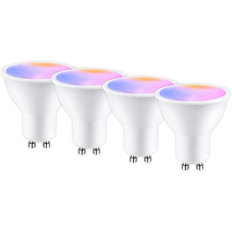 Intelligente Gu10 Wifi-glühbirne, 5w, 400lm, Led Rgb, 2700k-6500k, Kompatibel Mit Alexa/google Home, Fernsteuerung Über App, Sprachsteuerung, Intelligente Glühbirne Ohne Hub Erforderlich, 4er-pack