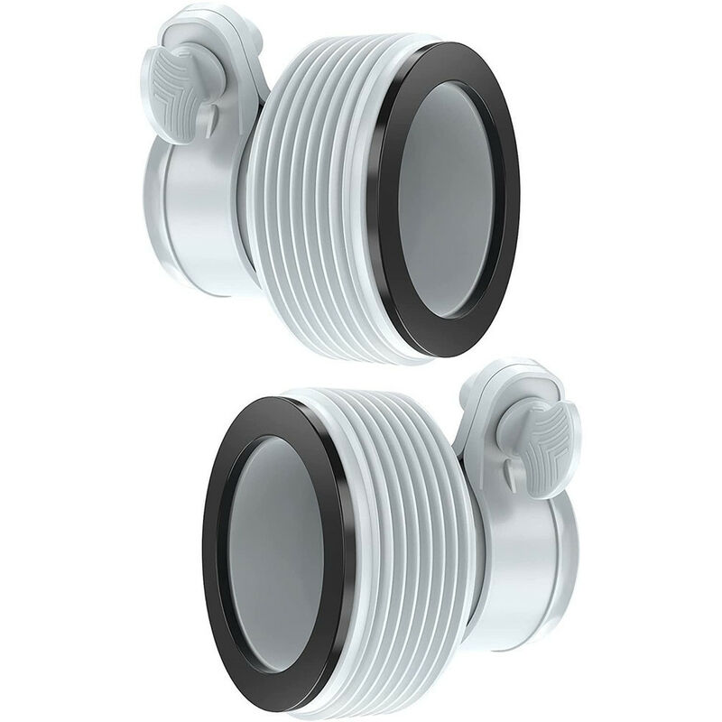 Set Aus 2 Adaptern Für Poolpumpenfilter 32-38mm – Hellgraues Kunststoff – Effektive Wasserzirkulation – Nur Für Den Außenbereich