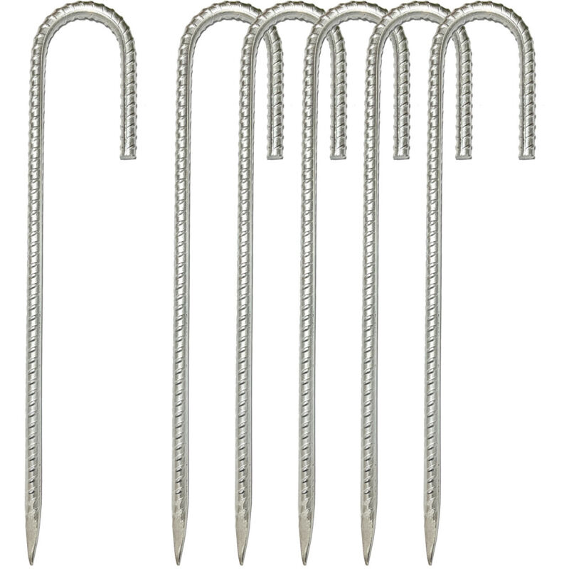 Set Aus 6 Verzinkten Stahl-bodenankern, 30,5 Cm – J-haken – Haken Für Zelte Zur Befestigung Von Zaun, Zelten, Pavillons Und Blumenständern