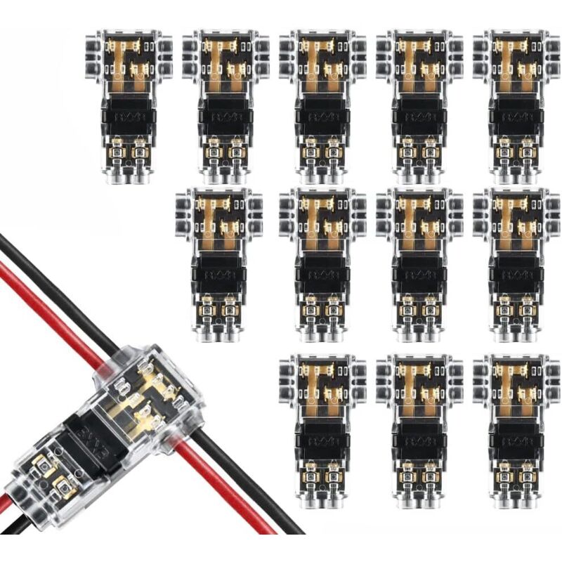 12-teiliger 2-poliger T-verbinder Für 20/22 Awg Elektrokabel, Wasserdichter Auto-steckverbinder – Lötfreies Kabel, Wasserdichter Steckverbinder Für Led-beleuchtung Im Auto, Klemmen Und Kit