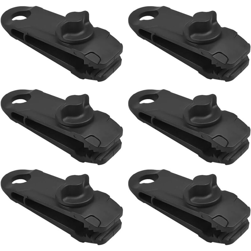 Tente Clips, 6 Stück Schwarze Kunststoff-zeltklammern, Verstellbare Planenclips, Zeltzubehör Für Camping, Autoabdeckung, Möbel, Bootsabdeckung, Wohnwagen, Vordach