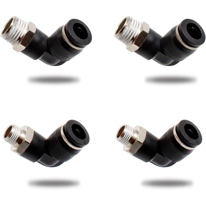 Set Aus 4 Pneumatischen Steckverbindern, Zwei Verschiedene Modelle (schnellkupplungen Mit Außengewinde 8 Mm × 1/4" Und 8 Mm × 1/8"), Schwarzer Pneumatischer Winkelstecker, Geeignet Für Diy-werkzeuge.