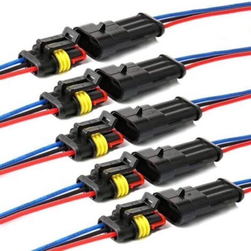 Wasserdichter Stecker, Selbstsichernde 3-polige Elektrische Kabelsteckverbinder Mit 16 Awg-kabel Für Marineanwendungen, Geeignet Für Fahrzeug-, Lkw-, Boot- Und Andere Kabelverbindungen. (5er-pack)