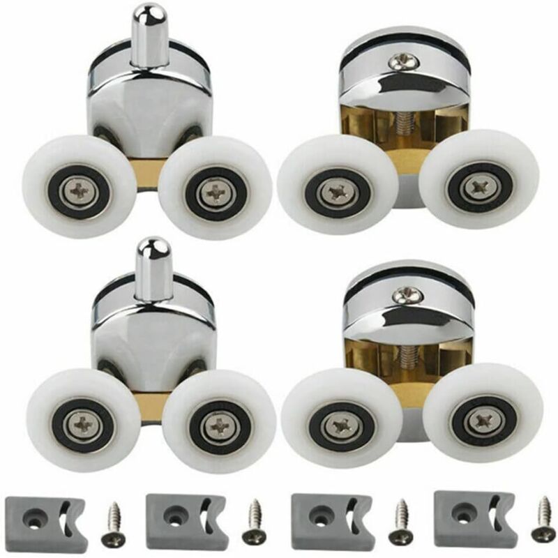 Set Aus 4 Doppelrollen - Für Dusch-schiebetüren, 2 Räder Aus Zinklegierung Mit 23 Mm Durchmesser, Ersatzrollen Für Dusch-schiebetüren - Zwei Obere Räder