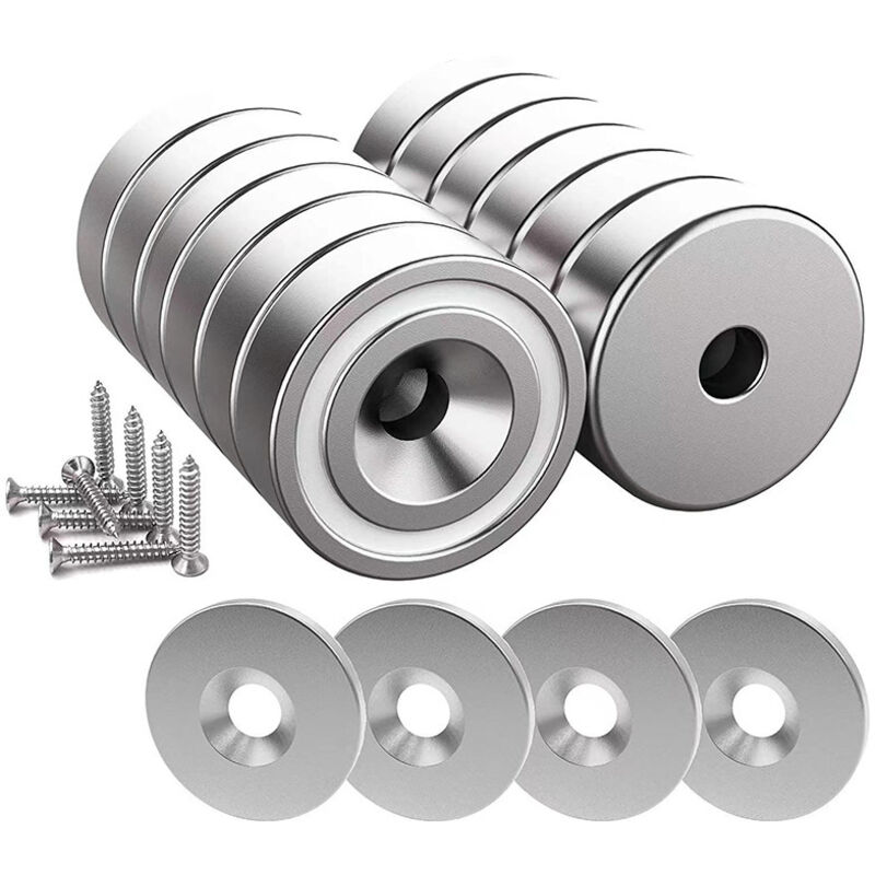 Set Aus 12 Neodym-magneten, 10 Kg – Maße 20 X 7 Mm Mit Loch Und Kapsel – 12 Stahllager Enthalten – Einfache Installation