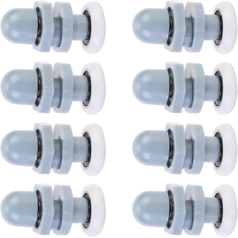 8 Einzelrollen Für Duschtüren, Gleitrollen Für Glastüren Im Bad, Zum Austausch Von Rollen Für Schiebbare Glasduschtüren, Grau (20 Mm)