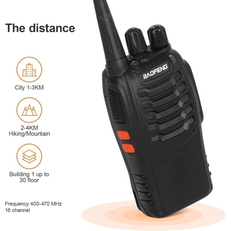 Langstrecken-walkie-talkie, Professionelles 16-kanal-walkie-talkie, Wiederaufladbares Walkie-talkie Mit Ctcss/dcs Und 1500 Mah, Funkreichweite 1-3 Km, Für Outdoor-überleben, Camping, Wandern (2 Stück)