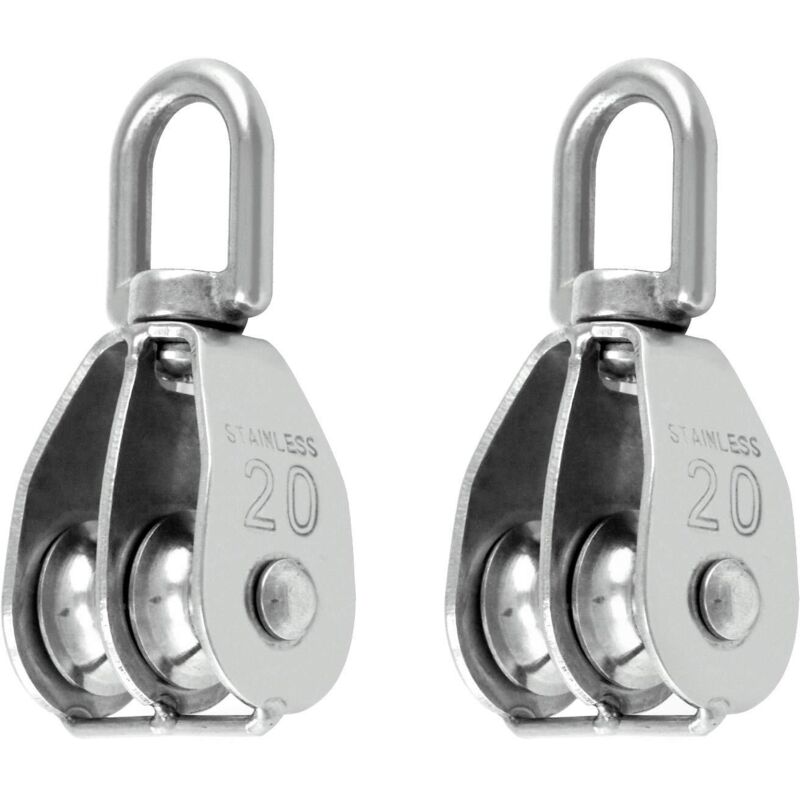 2 Stück M20 Doppelrollenblock Aus Edelstahl 304, Drehbare Heberolle Npterbl