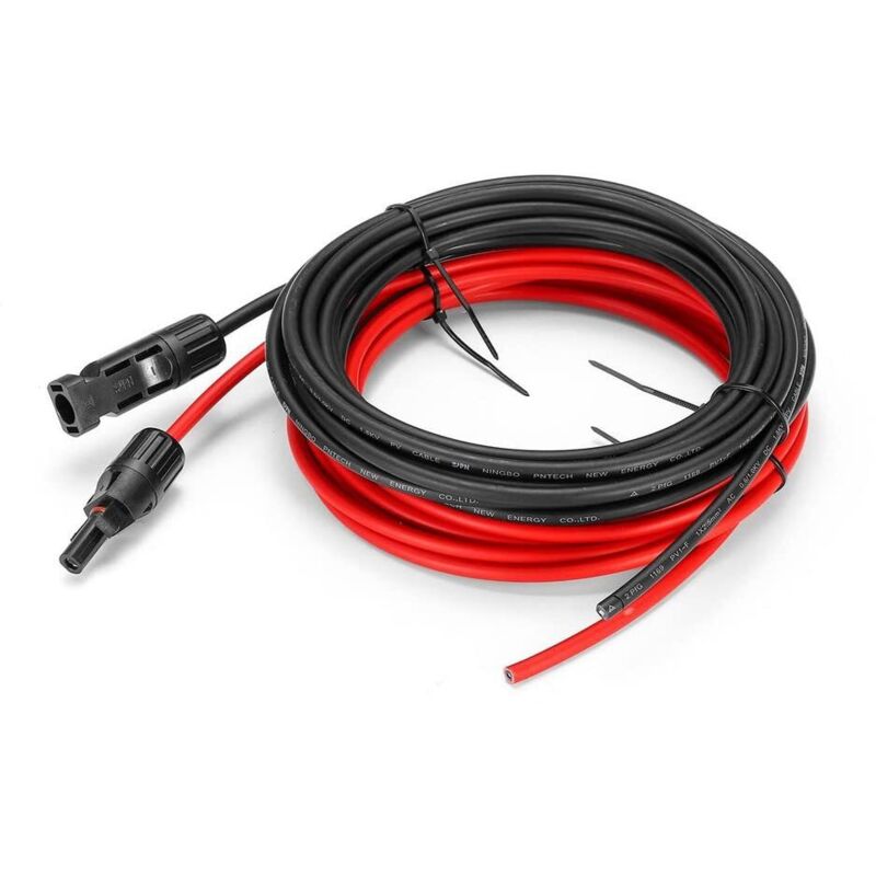 Verlängerungskabel Für Solarmodule 4mm² / 12awg – 3m Rot + 3m Schwarz – Mit Steckverbinder (buchse Und Stecker) – Witterungsbeständig