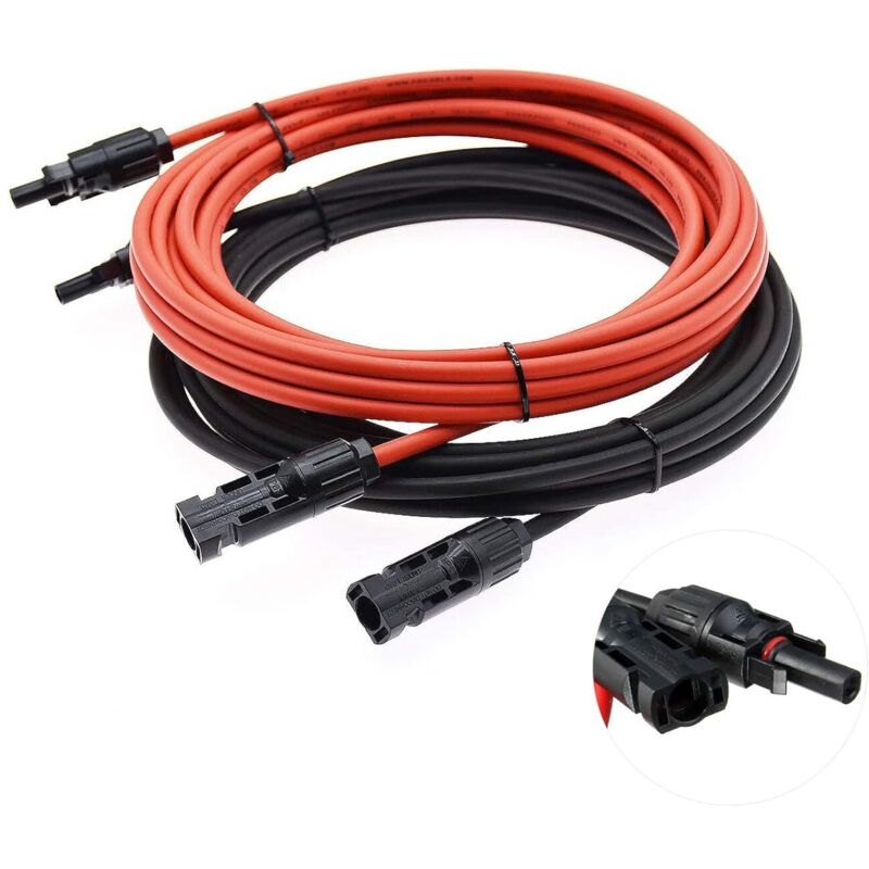 Verlängerungskabel - Solarkabel - Rot/schwarz - 4mm² - Mit Montiertem Solarstecker (5 M)