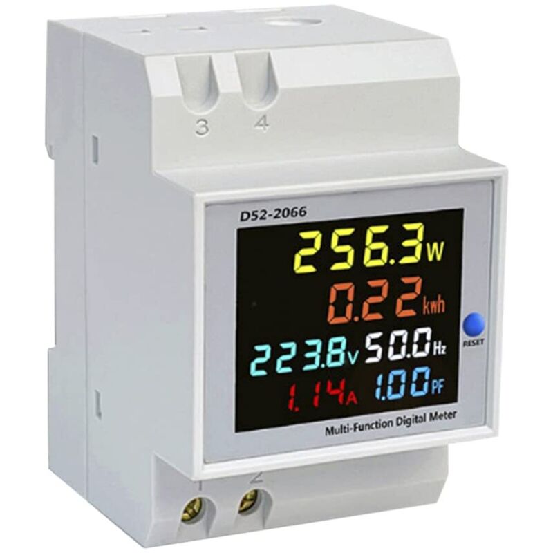 Digitaler Energiezähler, Stromzähler, Wechselspannungs- Und Wechselstrommultimeter 40-300 V 100 A, Multifunktionales, Zurücksetzbares Multimeter Für Strom, Spannung, Leistungsfaktor, Frequenz Und Leis
