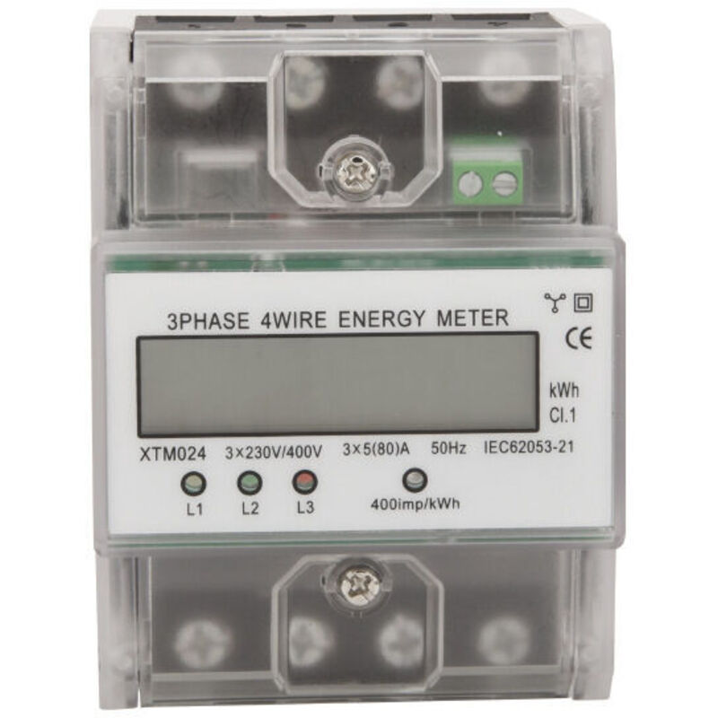 Dreiphasiger Vierzähler-stromzähler 220/380v 5-80a – Lcd-bildschirm Mit Hintergrundbeleuchtung – Kwh-verbrauchsanzeige – Din-schienenmontage
