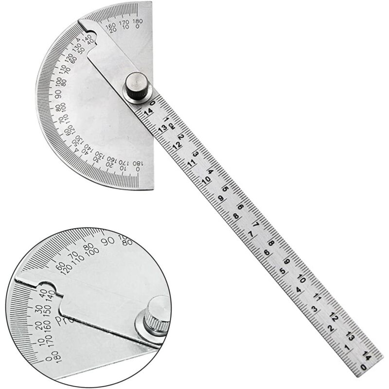 0-180 Grad Winkelmesser Mit Rundkopf, Multifunktionaler Edelstahl-winkelmesser, Rundkopf-winkelmesser Für Ingenieurwesen, Malerei Und Zeichnung