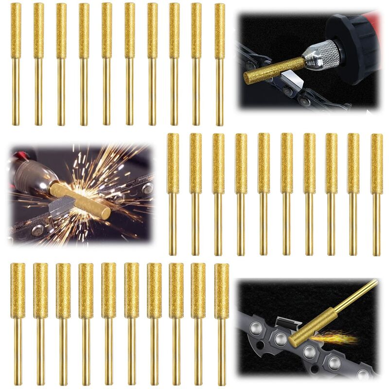 30 Stück Kettenschärflehren Für Kettensägen, Diamant-kettensägeschärfer, Feile Für Kettensägenketten, 3 Verschiedene Größen Zum Schärfen Und Glätten Von Kettensägen