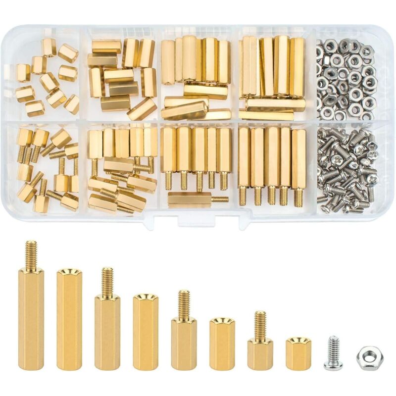 Distanziatori In Ottone M3 – Kit Da 120 Pezzi Con Viti E Dadi – Varie Misure Per Circuiti Stampati E Applicazioni Meccaniche - Re-120