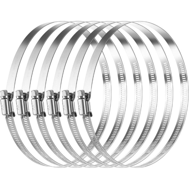 304 Edelstahl-schlauchklemmen – Verstellbar Von 141 Mm Bis 165 Mm – 6er-pack – Langlebige Abdichtung Für Rohre Und Leitungen - Mm-165