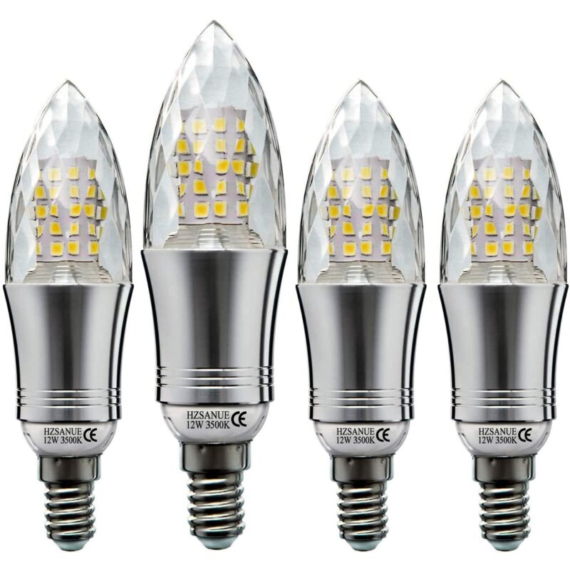 4er-pack Led-kerzenlampen E14 12w, Entspricht 100w Glühlampe, Warmweißes Licht, Kleine Edison-schraubkerzenlampe