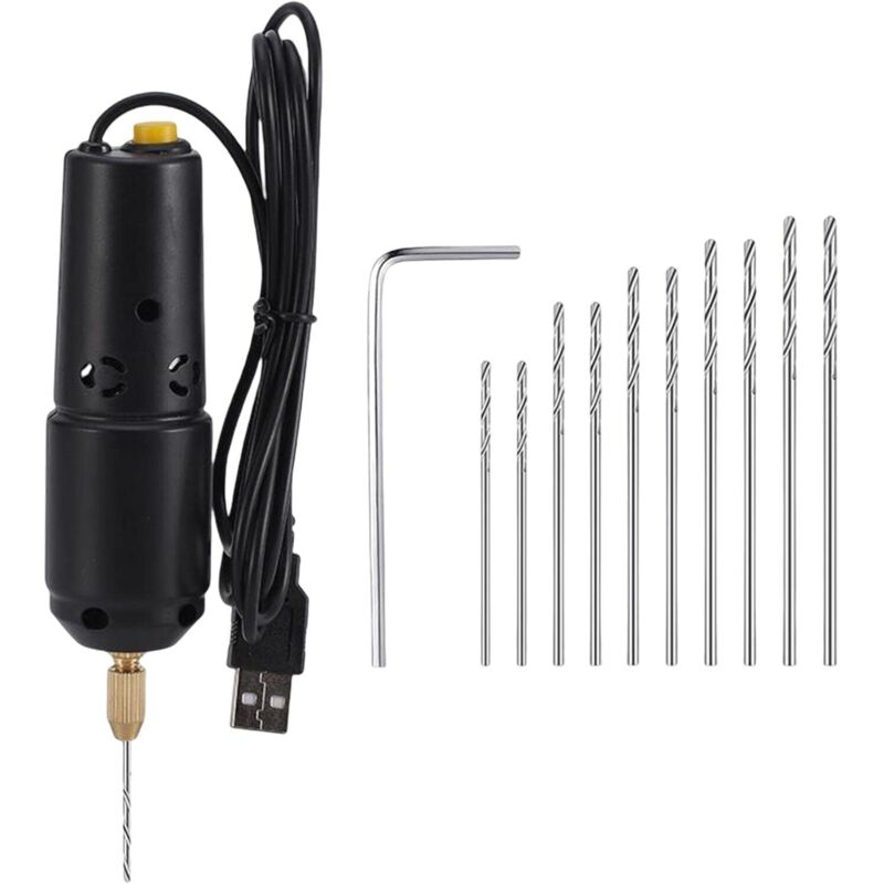 Tragbarer Mini-elektrobohrer Mit Bohrköpfen, Werkzeuge Zur Schmuckherstellung, Graviergerät, Usb-bohrer Für Holz, Harz, Epoxidharz Und Diy-arbeiten (0,8-1,2 Mm)