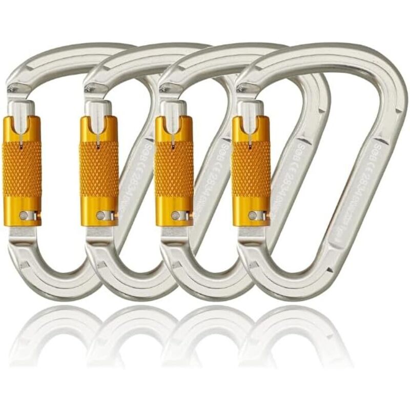 Selbstverriegelnder Aluminium-karabiner Für Klettern, Robuster Karabiner Für Klettern Und Abseilen, 4er-pack