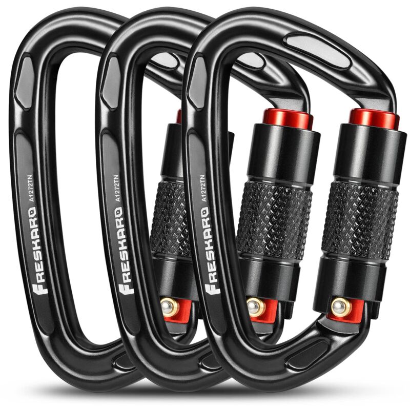 Kletterkarabiner Mit Automatischer Verschlussfunktion 25kn – Ce-zertifiziert – Ultraleicht 60g – Länge 10cm – Für Bergsteigen, Feuerwehr, Hundeleine - 25kn-2550kg