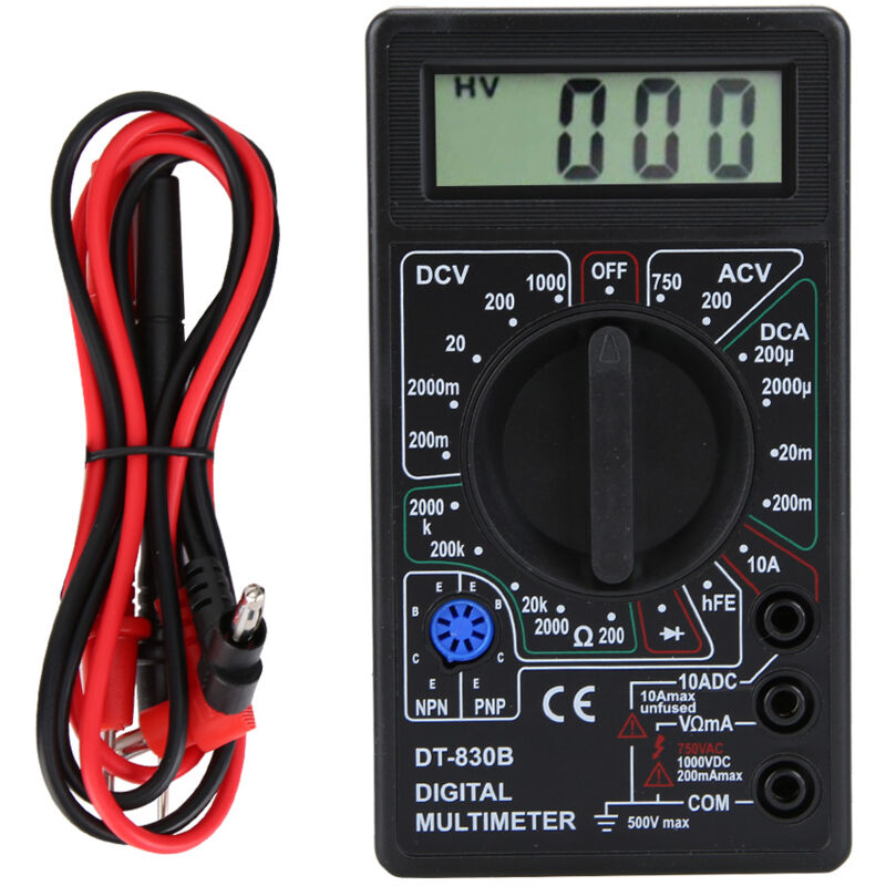 Amperemeter, Tragbares Multimeter, Voltmeter, Ac/dc-spannungstest Für Schule Und Zuhause (dt-830b Schwarz) A